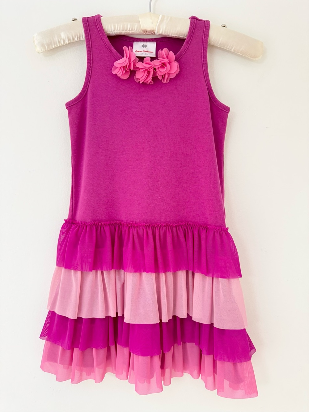 Hanna Andersson Fuchsia and Light Pink Ombre Tiered Tulle Tutu Dress Size 120/6